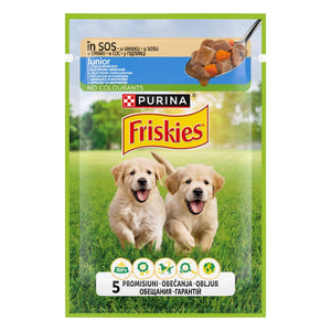 FRISKIES Vrecica za pse JUNIOR, s piletinom i mrkvom u umaku, 85g