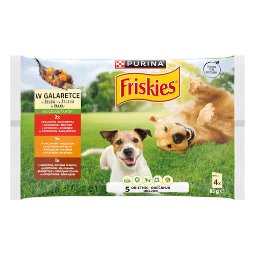 FRISKIES Vrecice za pse Mutipack, meso i povrce u zeleu, 4x85g 