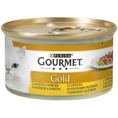 GOURMET Gold s govedinom i piletinom, komadici u umaku, 85g