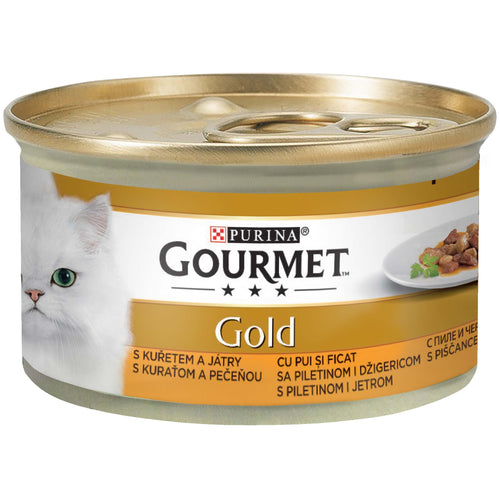 GOURMET Gold s piletinom i jetrom, komadici u umaku, 85g
