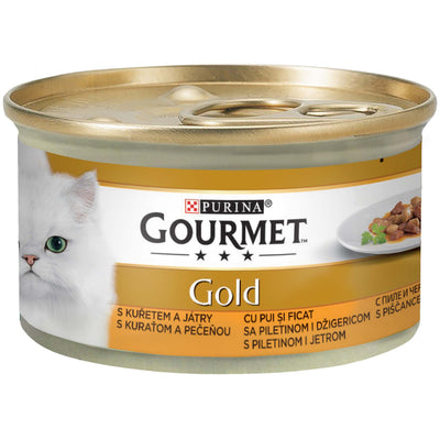 GOURMET Gold s piletinom i jetrom, komadici u umaku, 85g