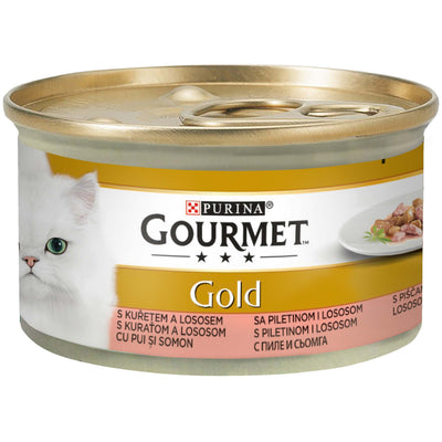 GOURMET Gold s piletinom i lososom, komadici u umaku, 85g