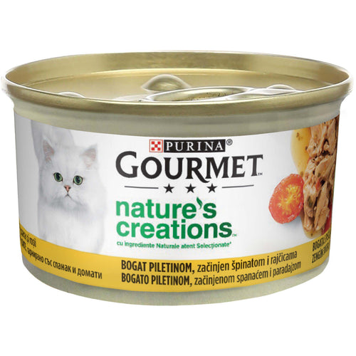 GOURMET Nature's creation s piletinom zacinjeno spinatom i rajcicom, 85g