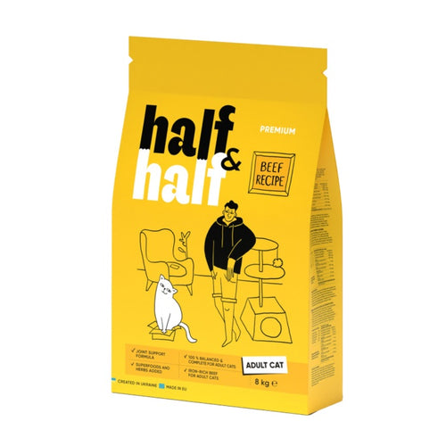 HALF&HALF Adult, govedina, hrana za macke, 8kg