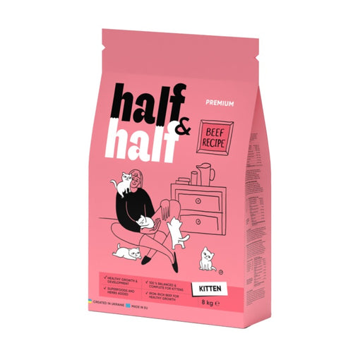 HALF&HALF KITTEN, govedina, hrana za macice, 8kg