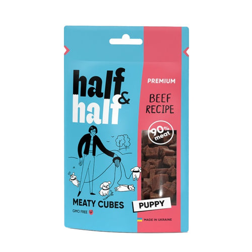 HALF&HALF Meaty Cubes PUPPY, kockice govedine, poslastica za stence, 100g