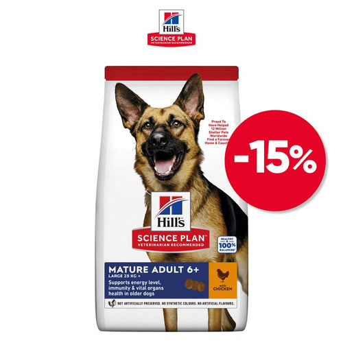 HILL's Canine MATURE Adult 6+ Large Breed s piletinom 14kg -15%