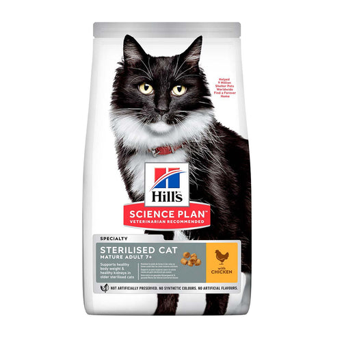 HILL's Feline MATURE Sterilised 7+, bogato piletinom