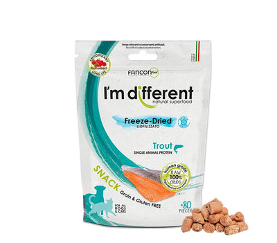 I'M DIFFERENT Freeze Dried, monoprotein pastrva, poslastica bez zitarica, 40g