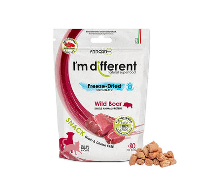 I'M DIFFERENT Freeze Dried, monoprotein veprovina, poslastica bez zitarica, 40g