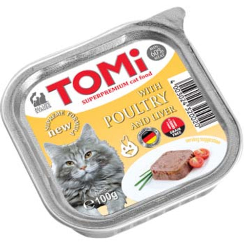 TOMI Pasteta za macke Perad/Jetra 100g