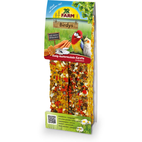 JR FARM Birdys Stapic s mrkvom, medom i oklopom kamenica, za male papige, 260g