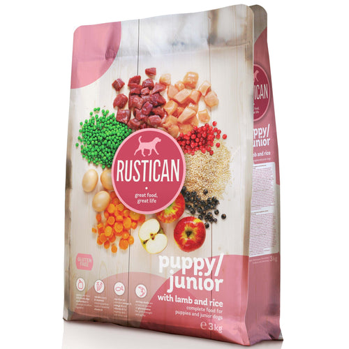 RUSTICAN PUPPY / JUNIOR, s janjetinom i rizom, bez glutena