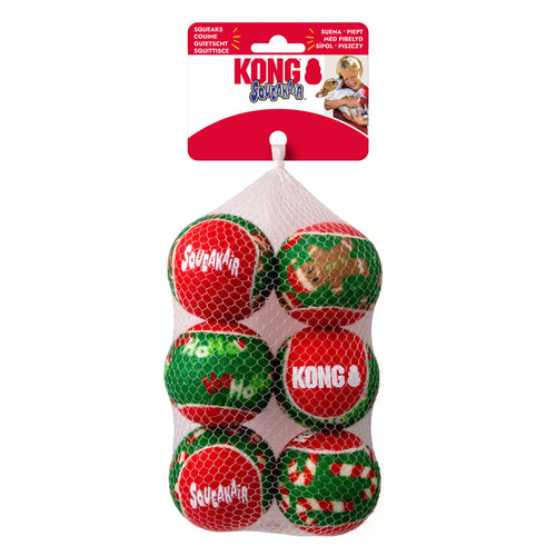 KONG igracka za pse Holiday SqueakAir Balls 6-kom, M, 6,3x6,3x6,3cm