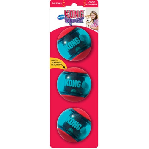 KONG Igracka za pse Squezz Action Ball Red Medium, zvucna, 3kom 6,35x6,35x6,35cm