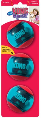 KONG Squezz Action Ball Red Medium, 3 kom, zvucna, 6,35x6,35x6,35cm