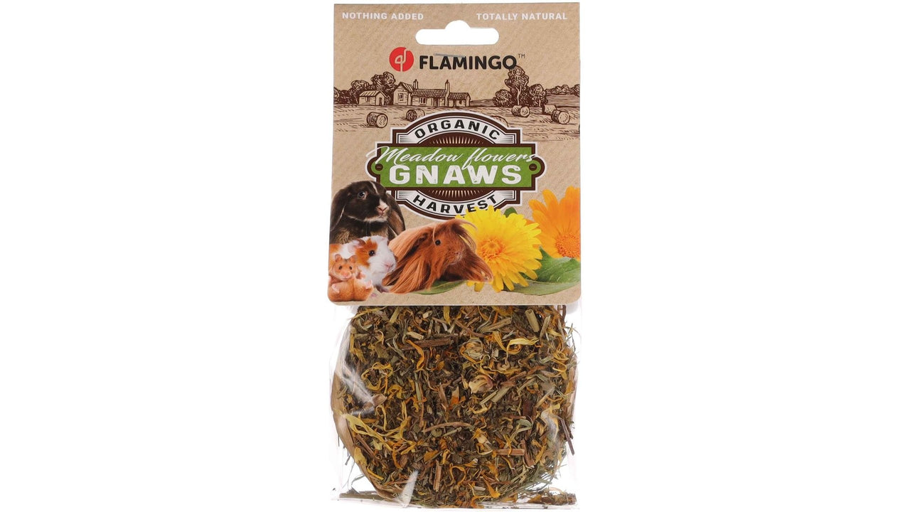 FLAMINGO Roll sijeno, poslastica za male zivotinje i kunice, neven/maslacak, 75g
