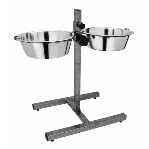 MR. PET Double Dinner H, podesivi celicni stalak s 2 inox zdjelice
