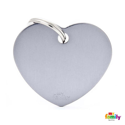 MYFAMILY Basic Plocica za graviranje  Srce L, 3,76x3,1cm, aluminij, siva