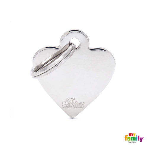 MYFAMILY Basic Plocica za graviranje Basic Srce S, mesing, 2,5x2,8cm, kromirana
