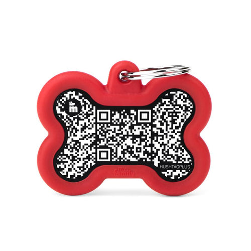 MYFAMILY Hushtag Plus QR CODE Plocica za graviranje Kost, aluminij, crvena guma
