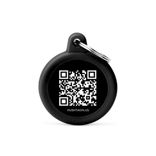 MYFAMILY Hushtag Plus QR CODE Plocica za graviranje Krug, aluminij, crna 