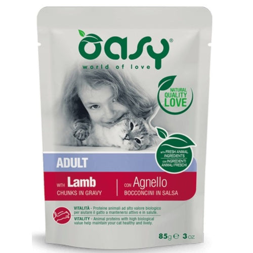 OASY Vrecica za macke, komadici s janjetinom u umaku, 85g