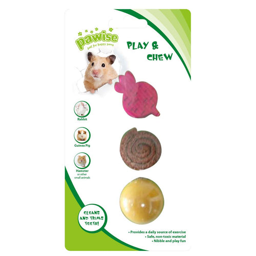 PAWISE Igracka za glodavce Wood'n Loofah Cikla Pretty Toy 3 kom