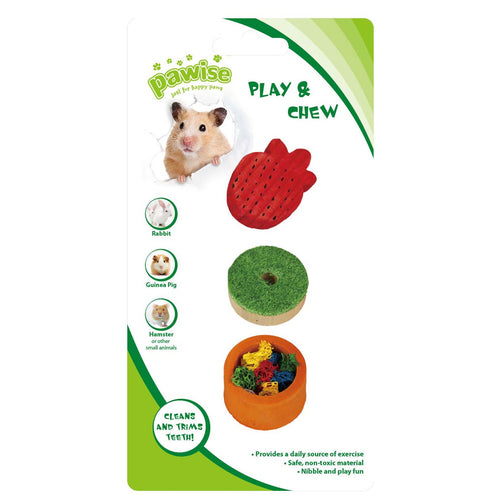 PAWISE Igracka za glodavce Wood'n Loofah Jagodica Pretty Toy 3 kom