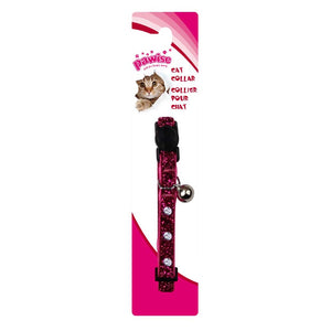 PAWISE Ogrlica za mace Diamond Rose 30cm ruzicasta