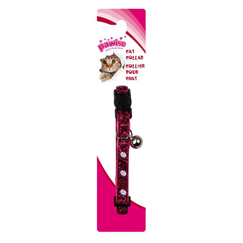 PAWISE Ogrlica za mace Diamond Rose 30cm ruzicasta