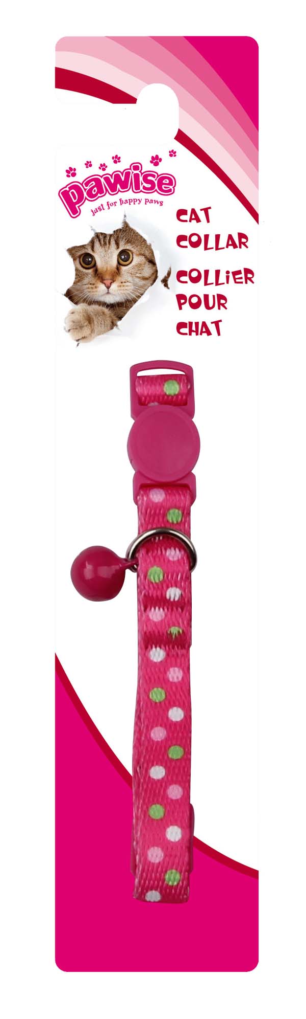 PAWISE Ogrlica za mace Tockice 30cm, ruzicasta