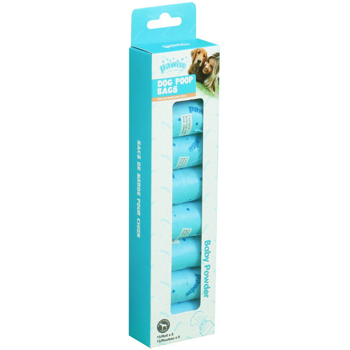 PAWISE Vrecice za izmet, baby powder miris, 8x15 komada