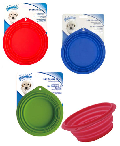 PAWISE Zdjelica, putna, silikonska, 11,5x11,5cm, 250ml, ruzicasta ili zelena