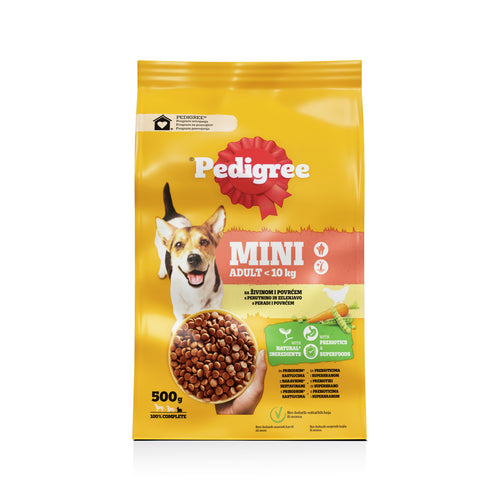 PEDIGREE Adult  Mini s peradi, povrcem i rizom 500g