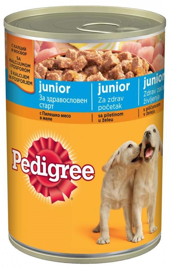 PEDIGREE Konzerva JUNIOR s piletinom u zeleu, 400g