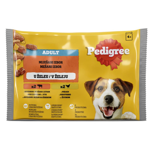 PEDIGREE Multipack s govedinom i peradi u zeleu, 4x100g