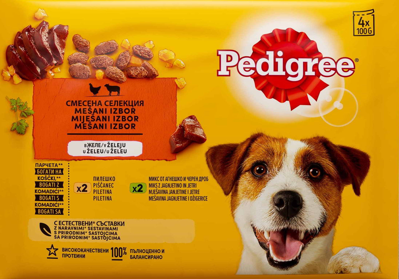 PEDIGREE Multipack s piletinom u zeleu, 4x100g