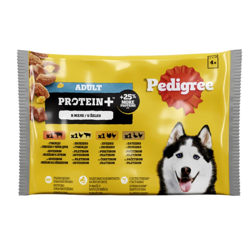 PEDIGREE Protein+, mijesani izbor u zeleu, 4x85g