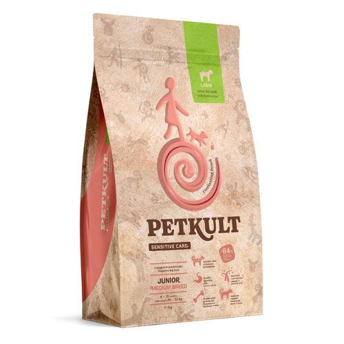 PETKULT Sensitive JUNIOR, Medium, janjetina sa smeđom rizom