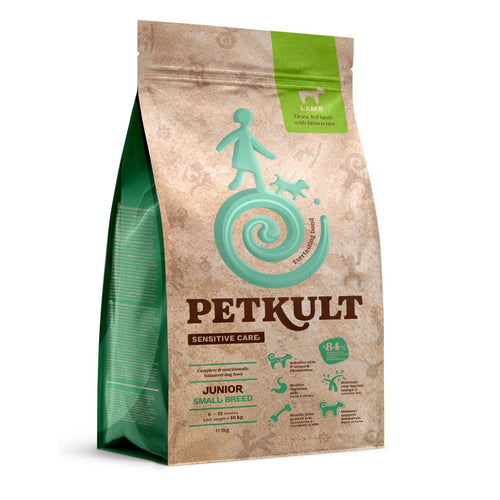 PETKULT Sensitive JUNIOR, Small, janjetina sa smeđom rizom, 1kg