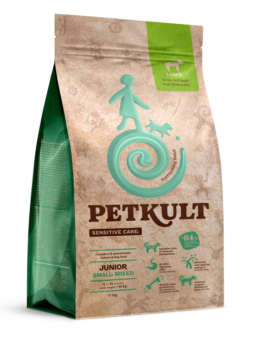 PETKULT Sensitive JUNIOR, Small, janjetina sa smeđom rizom, 1kg