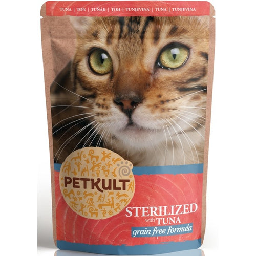 PETKULT Sterilized, pasteta s mesnim komadicima, s tunom, bez zitarica, 100 g