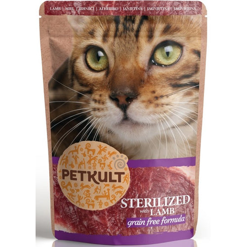 PETKULT Sterilized, pasteta s mesnim komadicima,s janjetinom, bez zitarica, 100g