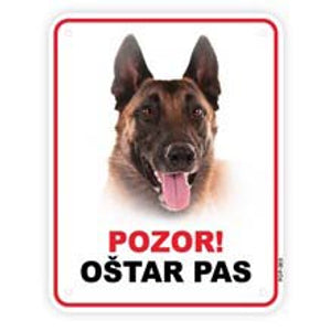 Plocica s natpisom, Belgijski ovcar dugodlaki  PVC, 115x147mm