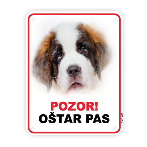 Plocica s natpisom, Bernardinac - glava, PVC, 115x147mm 