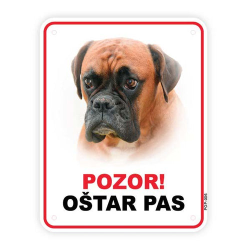 Plocica s natpisom, Bokser zuti - glava, PVC, 115x147mm 