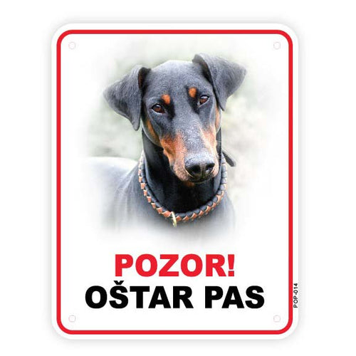 Plocica s natpisom, Doberman - glava, PVC, 115x147mm 