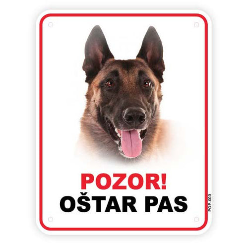 Plocica s natpisom, Malinois - glava, PVC, 115x147mm 