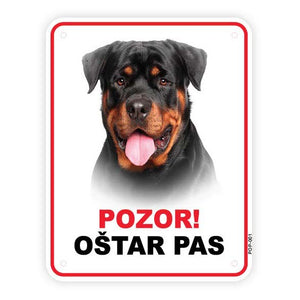 Plocica s natpisom, Rotweiler - glava, PVC, 115x147mm 